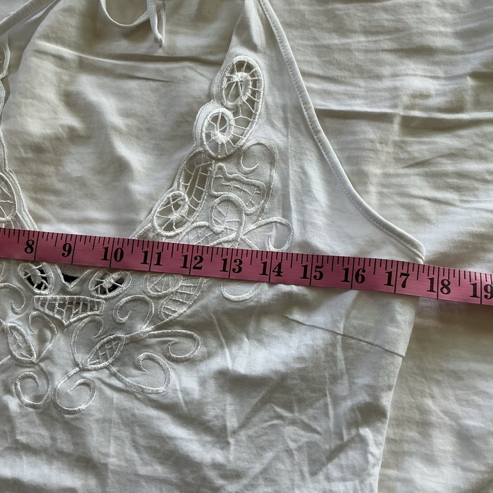 NWT New York & Company White Eyelet Halter Top Festival Size Large - Picture 6 of 7